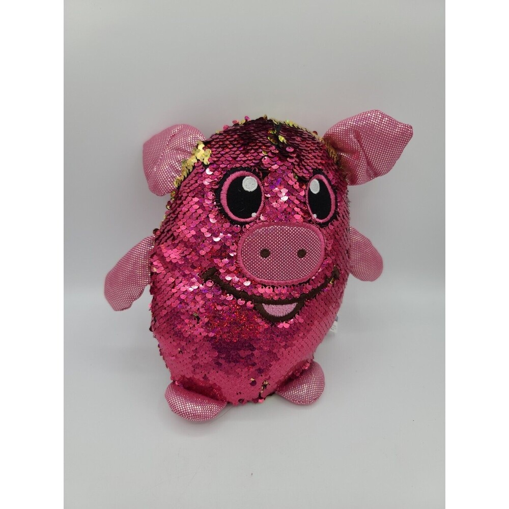 Shimmeez Polly Pig Flip Reversible Pink Gold Sequins Plush Stuffed Animal Toy